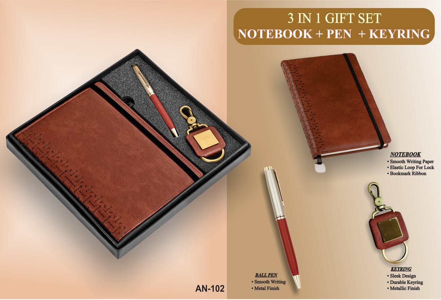 3-in-1 Premium PU Corporate Gift Set #AN102