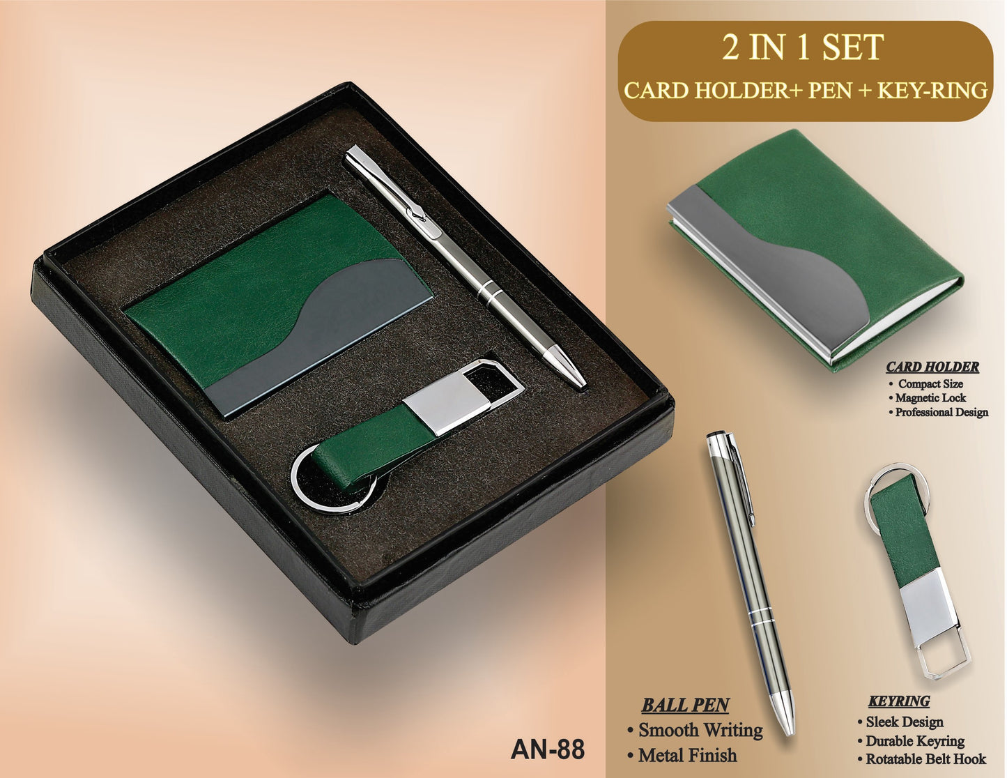 3-in-1 Premium Green Gift Set #AN88