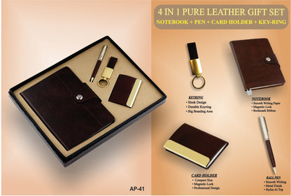4-in-1 Pure Leather Luxury Gift Set #AP41